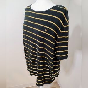 Lauren Ralph Lauren Plus Size Business Casual Top In Black & Metallic Gold -‎ 2X